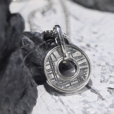 Echte ijzeren meteoriet 925 Sterling zilveren hanger halsketting