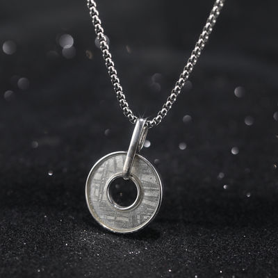 Echte ijzeren meteoriet 925 Sterling zilveren hanger halsketting
