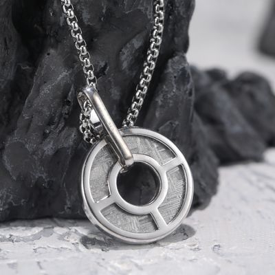 Echte ijzeren meteoriet 925 Sterling zilveren hanger halsketting