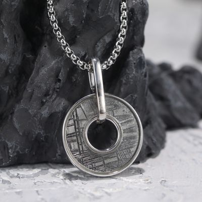 Echte ijzeren meteoriet 925 Sterling zilveren hanger halsketting