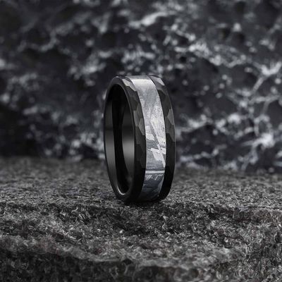 Tungsten Meteoriet Ring Mensen Bruidsband Unieke Verklaring Ring handgemaakte sieraden