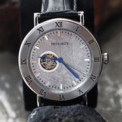 Tijdloze buitenaardse meteoriet horloge 45 mm automatisch leer horloge