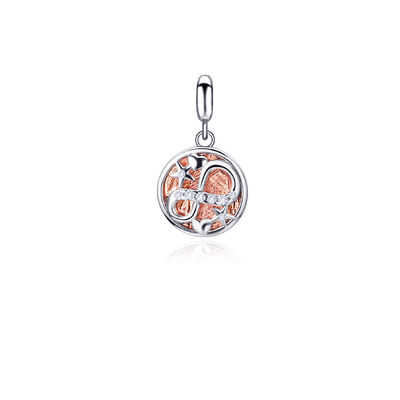 Rhodium geplatte Meteoriet Liefde Charm Hanger 925 Sterling zilver Hanger 10mm