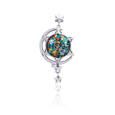 Regenboog Opal Meteoriet Chips Gemengd Galaxy Hanger Maan En Ster Hanger