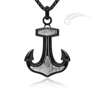 Glinsterende Muonionalusta Iron Meteorite Anchor Hanger Halsketting Voor Mannen