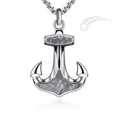 Glinsterende Muonionalusta Iron Meteorite Anchor Hanger Halsketting Voor Mannen