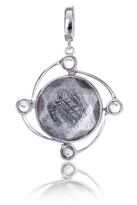 Cosmos Meteorite 925 Sterling zilveren hanger 15 mm rond spoor draaiend