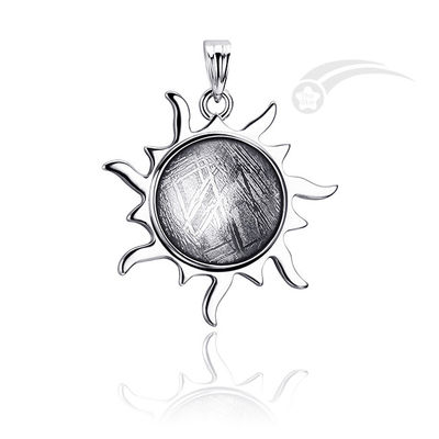 De Zonnemeteoriet 925 zilveren hanger 15 mm rond Uniek