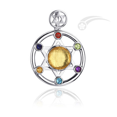 Wheel Of Life Meteorite 925 Sterling zilveren hanger W/ Fancy Cubic Zirconia