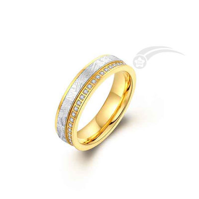 Kubische Zirconia en Meteoriet Tungsten Band Ring