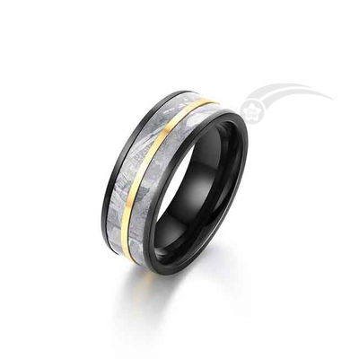 Huwelijksband METEORITE RING 8mm Twee rijen in 2 toon MUONIONALUSTA