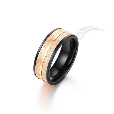 Huwelijksband METEORITE RING 8mm Twee rijen in 2 toon MUONIONALUSTA