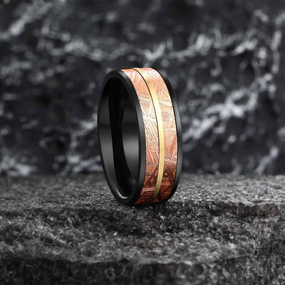 Huwelijksband METEORITE RING 8mm Twee rijen in 2 toon MUONIONALUSTA