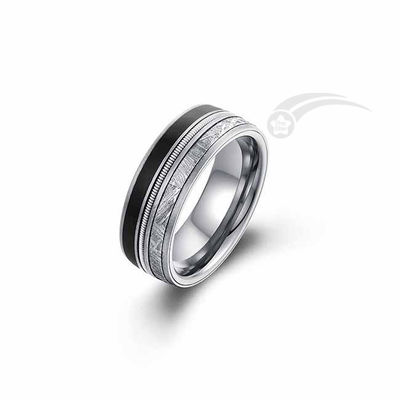 Tungsten meteoriet ring bruidsband gitaar draad met zwart glazuur