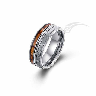 Tungsten meteoriet ring bruidsband gitaar draad met zwart glazuur