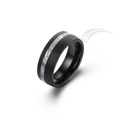 Tungsten meteoriet ring trouwband met 2 mm meteoriet ring