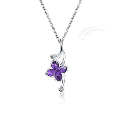 Exotic Romantic Lilac Flower Necklace Meteoriet 925 Sterling zilveren sieraden 10mm