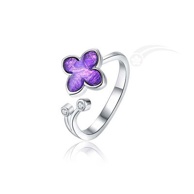 Romantic Lilac Flower Ring Meteoriet 925 Sterling Zilveren Ring 10mm