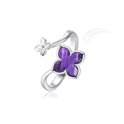 Romantic Lilac Flower Meteoriet Juwelen Ring 925 Sterling Silver Ring 10mm