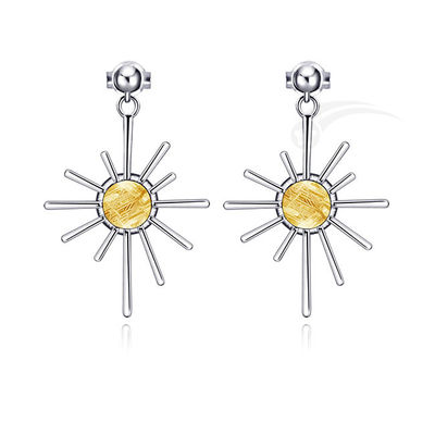 Zonnevorm Meteoriet 925 Sterling zilver Juwelen Zilver Hangend oorbel 6mm Rond