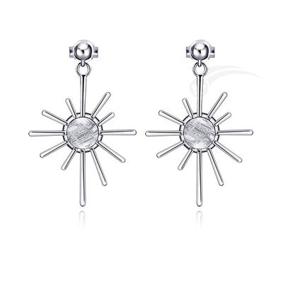 Zonnevorm Meteoriet 925 Sterling zilver Juwelen Zilver Hangend oorbel 6mm Rond