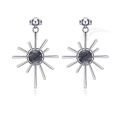 Zonnevorm Meteoriet 925 Sterling zilver Juwelen Zilver Hangend oorbel 6mm Rond