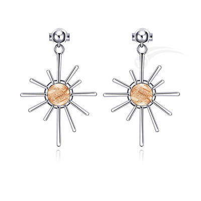 Zonnevorm Meteoriet 925 Sterling zilver Juwelen Zilver Hangend oorbel 6mm Rond