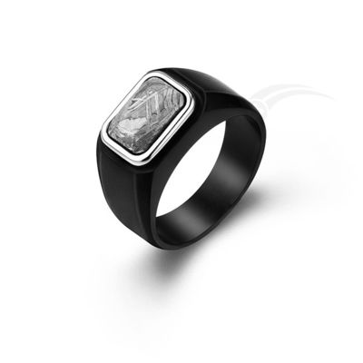 IJzer / nikkel meteoriet sieraden ringen met op maat gegraveerde 10 * 7 gevels Cabochon