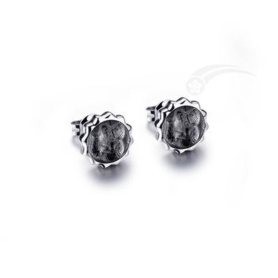 Meteorite 925 Sterling zilveren oorbellen met Fox Crystal Quartz-snijwerk exclusief